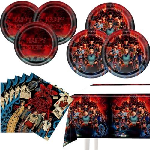 41PCS S.tr.anger Party Tableware, 20 Plates, 20 Napkins and 71'' x 42'' Tablecloth - S.tr.anger Theme Birthday Party Decoration Supplies