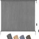 KELIXU Patio Shades Roll Up Outdoor Blind, 8' W x 8' H Cordless Sun Shade Privacy Screen with 90% UV Protection Exterior Roller Shade Cloth for Porch Pergola Backyard Windows Balcony, Gray