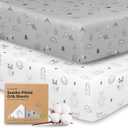 KeaBabies 2Pack Organic Crib Sheets for Boys, Girls  52x28 Fitted Crib Mattress Sheet Neutral, Breathable Jersey Cotton Cover for Baby Bed, Toddler Mattress, Soft & Cute Prints (Elly)