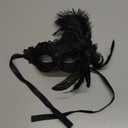 Feather Masquerade Mask Feather Venetian Mask for Women Cosplay Party Halloween Mardi Gras Christmas Masque (Black)