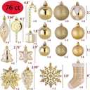 Sattiyrch 76ct Christmas Tree Ornaments Set,Golden Shatterproof Christmas Balls Decorations,Xmas Decorative Hanging Ornaments(Golden)
