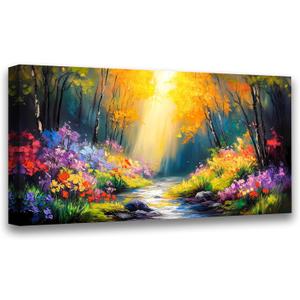 Abstract Wall Art Canvas Print Forest Landscape Painting Bathroom Decorative Paintings Modern Style Living Room Bedroom Office Home Decorations Nature Landscape Artwork 20x40 inches