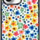 MOSNOVO Magnetic Case for iPhone 16 Plus, 10ft Military-Grade Protection, Compatible with Magsafe, Shockproof Phone Case for iPhone 16 Plus - Little Flowers - Clear Black