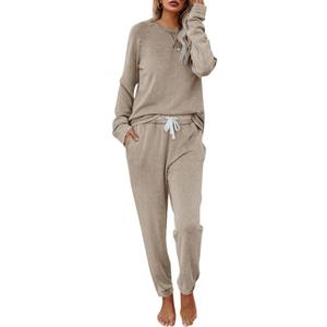 Eurivicy Women's Solid Sweatsuit Set 2 Piece Long Sleeve Pullover and Drawstring Sweatpants Sport Outfits Sets, XL