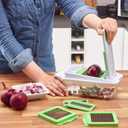 Le'raze 13-in-1 Vegetable Chopper Pro with Glass Container, Stainless Steel Blades, BPA-Free, Mandoline Slicer, Manual