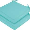 Waterproof Outdoor Chair Cushions Set of 2, Square Outdoor Seat Cushions with Ties and Removable Covers, 19 x 19 Outdoor Cushions for Patio Furniture with Portable Handle(Teal)