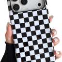 Compatible with iPhone 17 Pro Max Case Cute Aesthetic Checkerboard Checkered Phone Case for Women Girl Shockproof Slim TPU and Hard PC Protective Cover (Black)