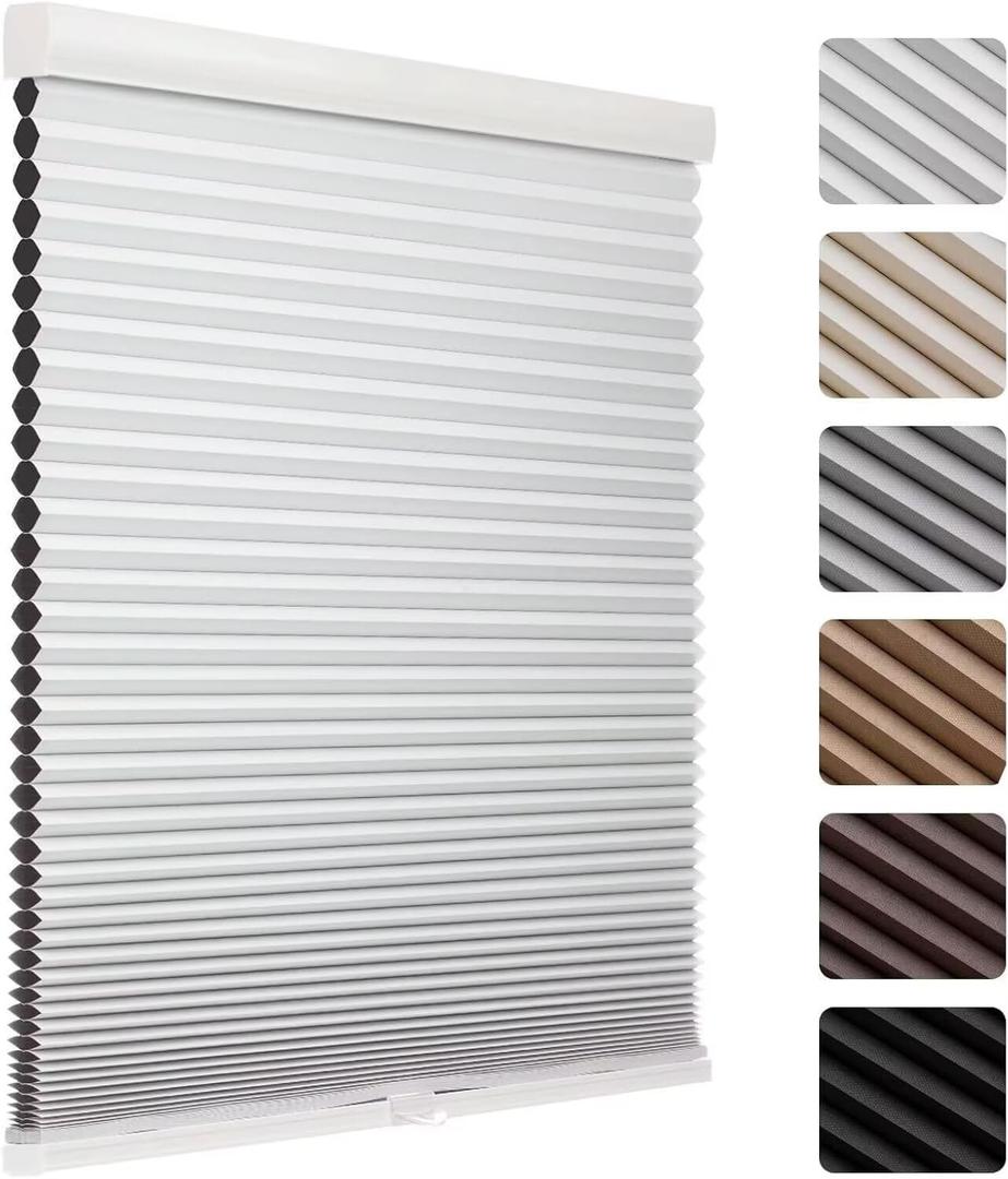 MYshade Cordless Blackout Cellular Shades, 1.5" Honeycomb Window Blinds for Bedroom & Nursery, Thermal Insulated, Noise Reducing, Privacy Shades, Inside or Outside Mount (35" W x 64" H, White)