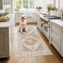 Madane Hallway Runner Rug 3x6 - Washable Kitchen Rugs Entryway Rug Runner Vintage Soft Floor Mat Non Slip Indoor Farmhouse Carpet for Bathroom Living Room Bedroom (3 X 6, Turmeric/Grey)