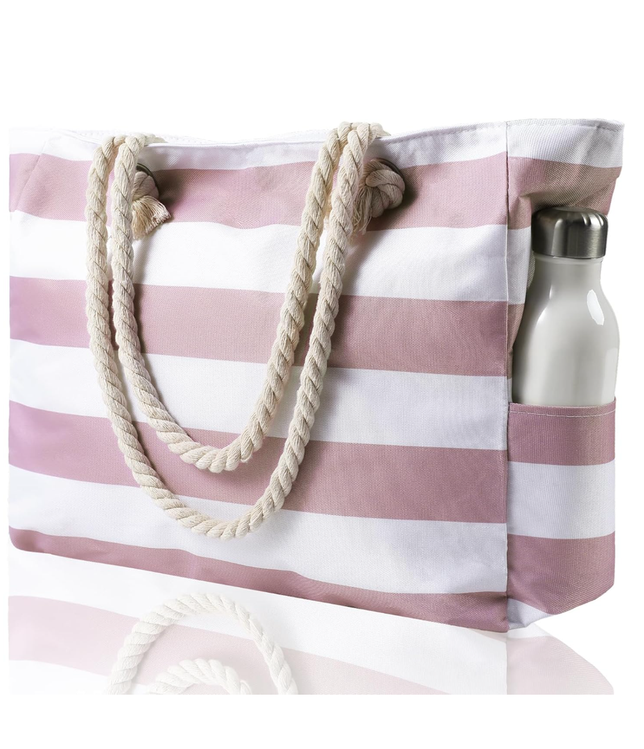 Clothirily Beach Bag for Women - Large Beach Tote Bag, Waterproof Sandproof Beach Bag with Zipper, Large Swim Pool Beach Tote