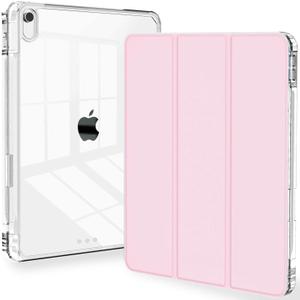 Feams Slim Case for iPad A16 11th Generation 11 Inch 2025 Case, iPad 10th Generation 10.9 Inch 2022, Tri-Fold Stand Clear Back Cover Lightweight with Pencil Holder & Auto Sleep, Light Pink