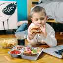 GOLDEN KEY 3 Pcs Stainless Steel Snack Containers with Lids,Stainless Steel Bento Lunch Box with 5 Compartments,Bento Box for Kids or Adults,Snackle Box Container for School, Home, and Travel (Large)