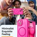 CANSHN Magnetic for iPhone 15 Case, Upgraded [Full Camera Protection] [Compatible with Magsafe] [Translucent Matte] Shockproof Protective Phone Case for iPhone 15 6.1" - Hot Pink