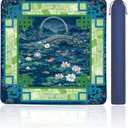 American Mahjong Mat with Rules, 33 x 33 Inch Chinoiserie Koi Pond Mahjong Table Cover, Non-Slip Rubber Game Mat with Carrying Bag