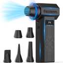 Compressed Air Duster - Rechargeable Electric Air Blower for Keyboard,Camera,PC Vents,Car Interiors & Home,Outdoor Dusting - 280,000 RPM,5 Nozzles,4 Speeds,Fast Charging