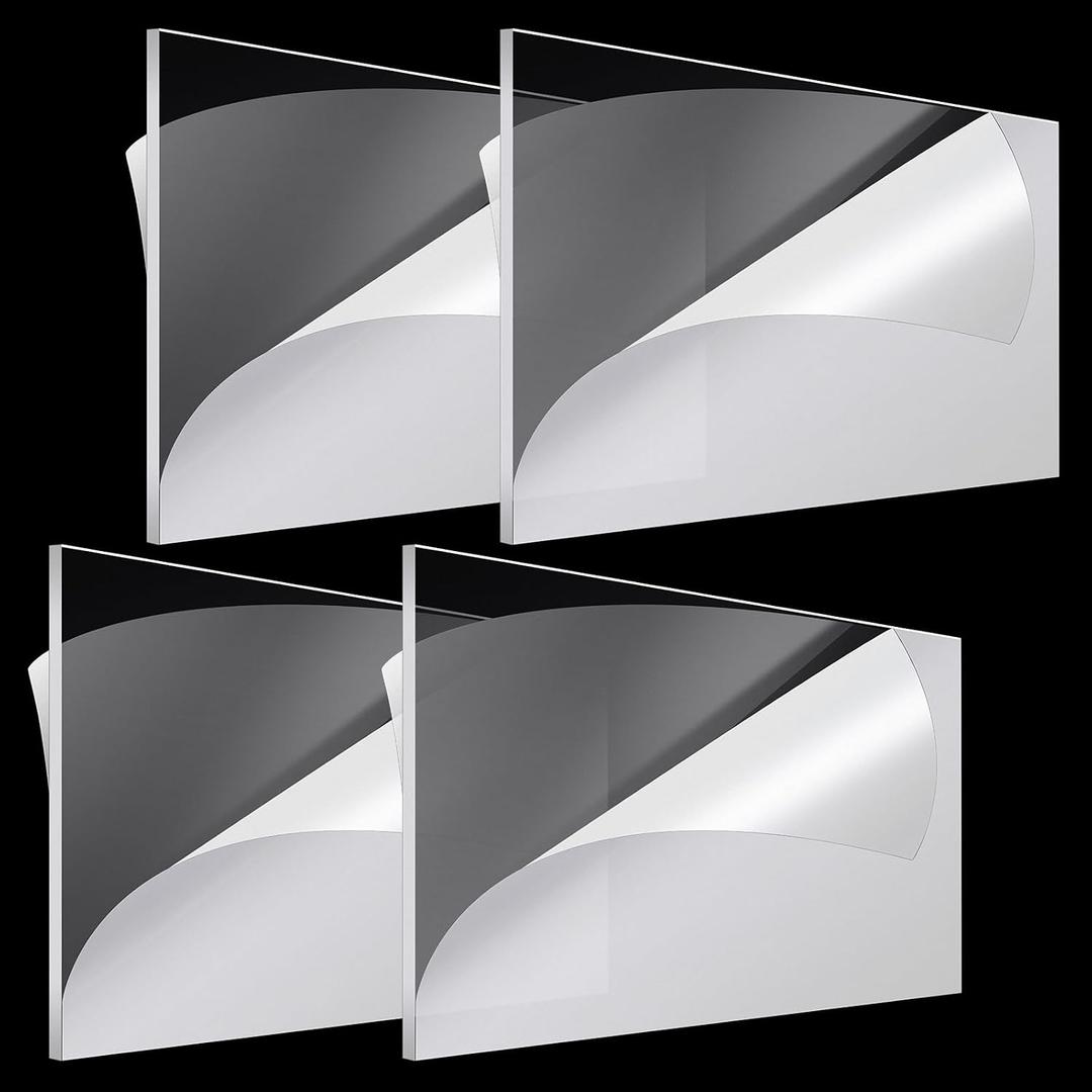 Roowest 4 Pcs 24 x 48 Inch, 1/4 Inch Thick Clear Acrylic Sheets Plastic Transparent Panels Sheets Cut to Size Cast Acrylic Board Panel with Protective Film for Craft DIY Project Sign Frame