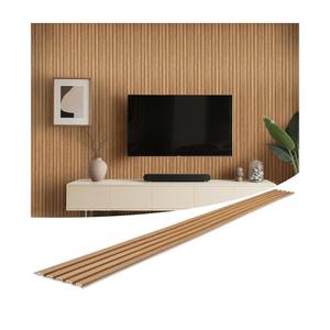 WPC Slat Wall Panels 8 Pack 96" x 6", Waterproof Fluted Wall Paneling, Accent 3D Wall Panel for Wall Decor, Bathroom, Bedroom, Office - Low Grille Elm (Cover Approx.32 sq.ft)