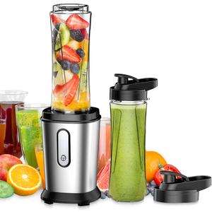 Electric Smoothie Blender, Powerful Small Blender with 2 Portable 20oz Tritan blender Bottles, BPA-Free with 4 Stainless Steel Blades, Mixer Smoothie Maker for Shakes and Smoothies