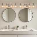 4-Light Vintage Brushed Nickel Bathroom Vanity Light Fixtures Over Mirror