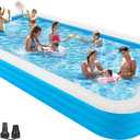 Large Inflatable Pool with Air Pump, 158" X 74" X 22" Blow-Up Pool for Kids, Family, Adults, Inflatable Swimming Pool for Backyard, Outdoor, Garden, Summer Water Party