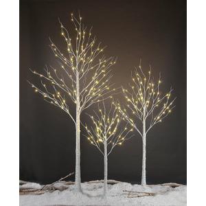 LIGHTSHARE LED Birch Tree Light Set - 4ft, 6ft, 8ft Trees with Warm White Lights - Indoor Outdoor Christmas Wedding Party Decorations (3-Pack)