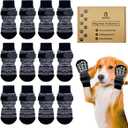 Dog Socks 12 Pack to Prevent Licking Paws, Anti Slip Dog Booties and Paw Protectors for Hardwood Floors Hot Pavement, Suitable for Senior Dogs - Small (Black and Grey)