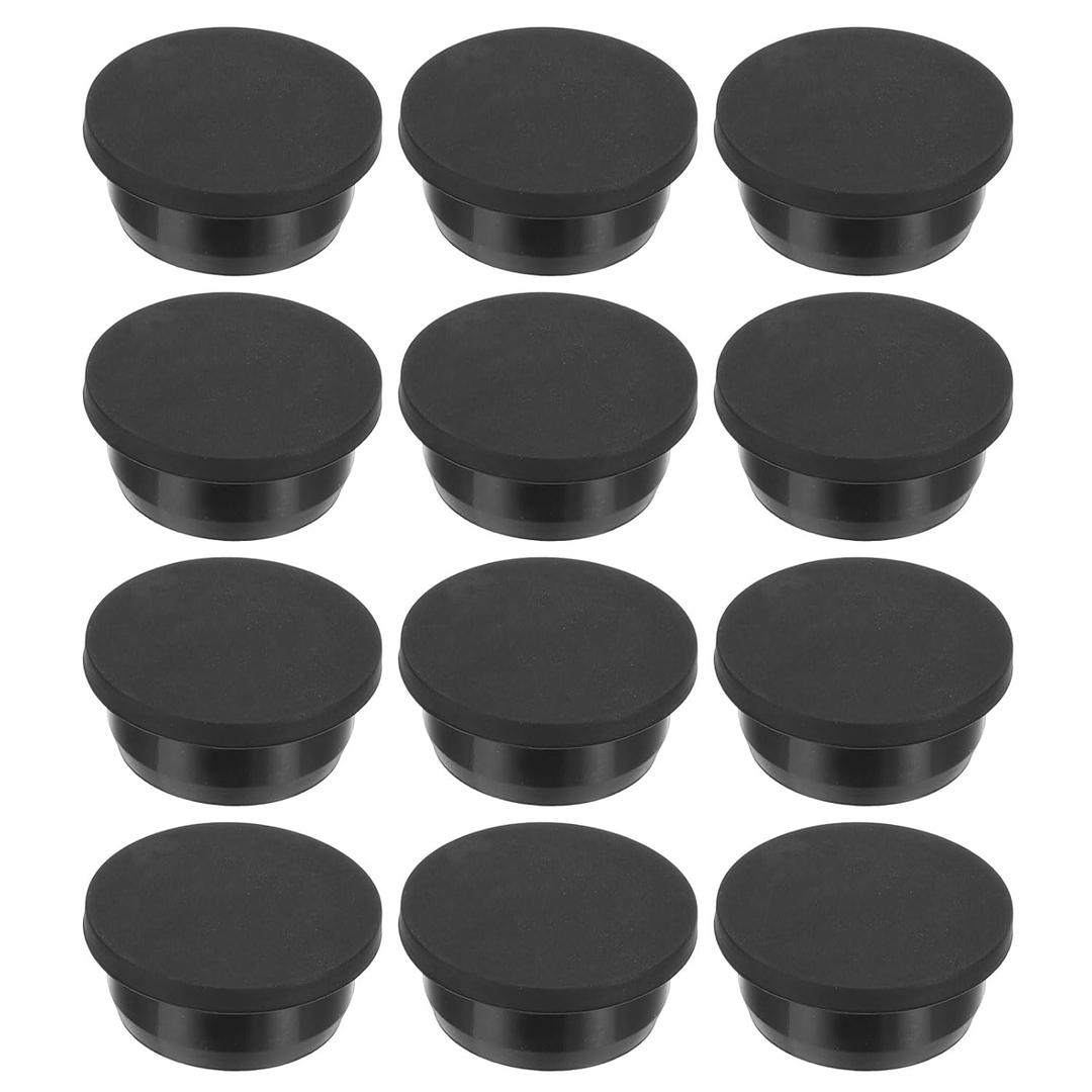 PATIKIL 32.3mm Diameter Rubber Hole Plugs, 12 Pcs Silicone Rubber Round Hole Stoppers for 31-32mm Hole, Black