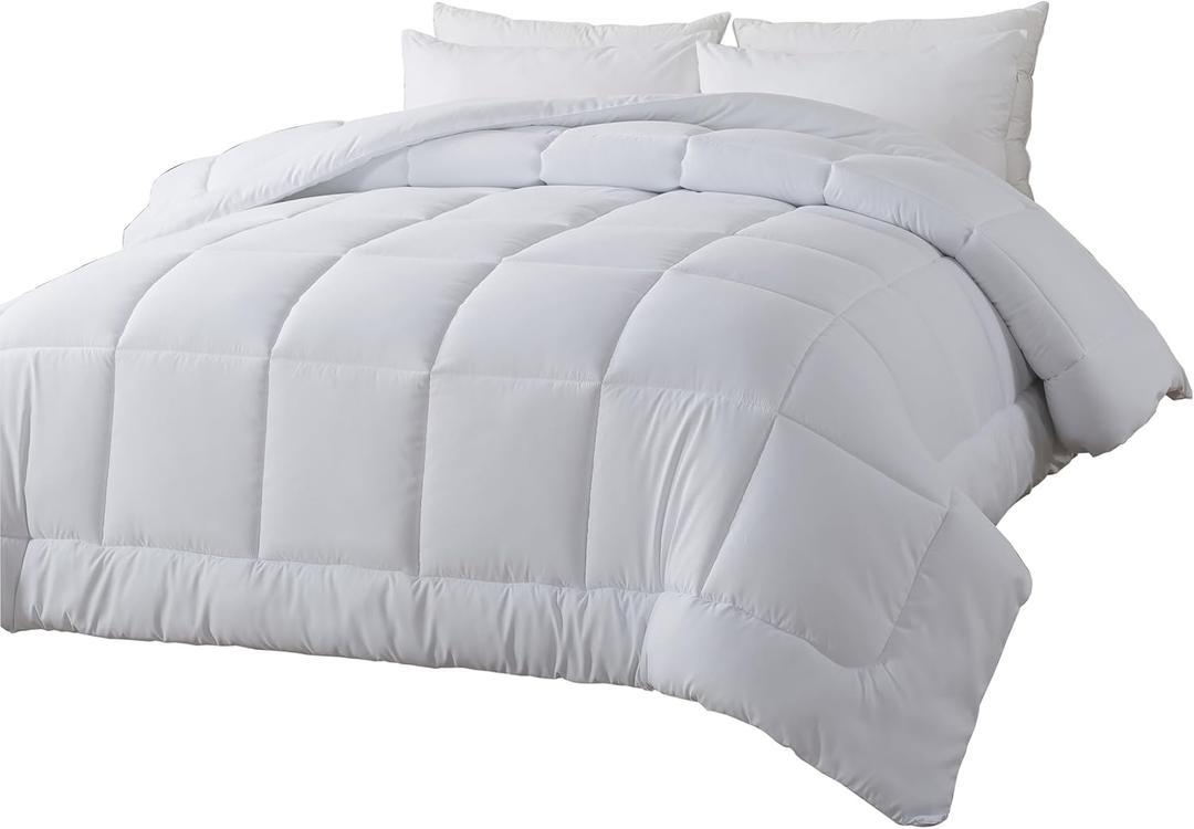 BedTreat Down Alternative Comforter Twin Duvet Insert with Corner Tabs, All Season Quilted Bed Comforter Box-Stitched Lightweight Quilt Twin Comforter WhiteMachine Washable Microfiber Bedding