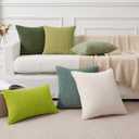 Kevin Textile Decorative Pillow Covers Set of 2 Striped Plush Corduroy Pillows Pillowcases Boho Home Decor Cushion Covers for Couch Sofa Bed Living Room 26x26 Inch, Spring Green