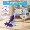 Upgraded Refillable Bottle for Swiffer Wet Jet Mop 1250ml /42.3 FL OZ, Leak-Proof HDPE Solution Refill Bottle with 8 Silicone Gaskets & 1 Funnel,Easy Install for Use with Any Cleaning Solution