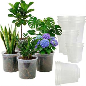 10/8/7/6 Inch Clear Nursery Pots (12 Pack) - Multi-Size Decorative Pot Liners with Drainage - Root Monitoring Transparent Planters for Monstera, Orchids & Aroids - Thick Reusable Inserts