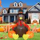 6 FT Turkey Thanksgiving Inflatable Decoration with LED Lights for Holiday Celebration Decorations on Yard, Lawn and Patio 