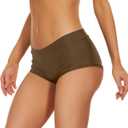 Annbon Ruched Scrunch Butt Bikini Bottoms Mid Rise boy Short Swim Bottoms Bathing Suit Bottoms for Women Full Coverage Large