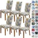 SPRINGRICO Chair Covers for Dining Room 6 Pack, Stretch Dining Chair Cover, Washable Spandex Kitchen Parsons Chair Slipcovers, Removable Seat Protector for Home or Party (6 Pack, Floral Bloom)