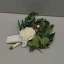 Ling's moment Artificial Flowers White Bridesmaid Bouquet, White and Sage Wedding Flowers Bouquets for Bridesmaids, 7 Inch Bridal Bouquets for Bridesmaids, Wedding, Ceremony, Anniversary, etc