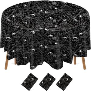 Oudain 3 Pcs Round Halloween Tablecloth 84 Inch Plastic Spider Web Tablecloth Disposable Cobweb Halloween Round Table Cover for Birthday Party Dining Table Decorations Supplies (Black) Oudain 3 Pcs Round Halloween Tablecloth 84 Inch Plastic Spider Web Tablecloth Disposable Cobweb Halloween Round Table Cover for Birthday Party Dining Table Decorations Supplies (Black)
