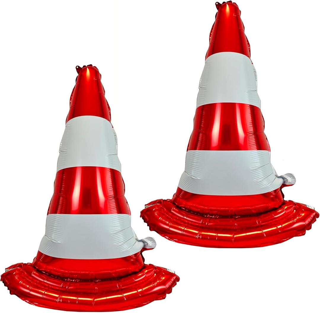 2PCS Self standing Racing Traffic Cones Foil Balloon car balloons for birthday boy race Themed party Baby Shower traffic cones party race track Decorations Supplies