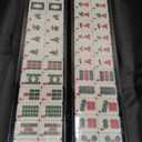 Mahjong Tile Bag, Blue Printed American Mahjong Tiles Bag with Racks and Pushers, Drawstring Closure