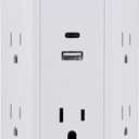 GE UltraPro 5-Outlet Extender with USB and USB-C Port, Surge Protector, Spaced Wall Tap, Side-Access, Charging Station, for iPhone/iPad/Samsung Galaxy/Google Pixel, 560 Joules, UL Listed, White, 43650
