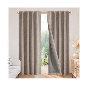 Joydeco 100% Blackout Curtains for Bedroom - Natural Linen Curtains, Thermal Insulated Linen Light Blocking Drapes, Rod Pocket & Back Tabs (Linen, 52" W x 90" L (Pack of 2))