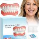 Moldable Silicone Dentures for Women & Men, Natural Cosmetic False Teeth Veneers, Upper & Lower Temporary CustomFit Denture Set, Quick Easy Wear for Daily & Party Occasions