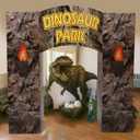 Bucherry 7 Pcs Dinosaur Party Decorations Cardboard Jurassic Dinosaur Castle with Arch 49 Inch Large Jungle Theme Playhouse Christmas Game Kit for Birthday Forest Woodland Dino Party Decorations