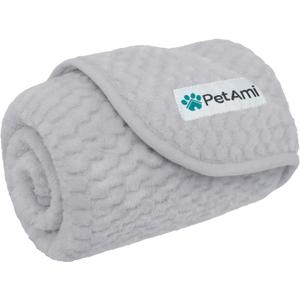 PetAmi Waterproof Dog Blanket, Leakproof Puppy Blanket for Small Medium Dogs, Furniture Sofa Couch Cover Protector, Fleece Pet Throw Indoor Cat Kitten, Reversible Washable Soft Plush, 29x40 Light Gray