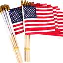 25 Pack Small American Flags on Stick 5x8 Inch/Mini American US Flags/American Hand Held Stick Flags Spear Top (5x8 Inch-25 pack)