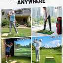 4-in-1 Golf Hitting Mat, Golf Practice Mat with Fairway, Rough, Sand & Tee Turf, Indoor Outdoor Golf Training Mat for Driving, Chipping & Putting with Golf Mat Tees