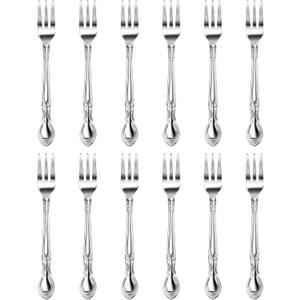 New Star Foodservice 58680 Stainless Steel Rose Pattern Oyster Fork, 5.8-Inch, 12 pieces