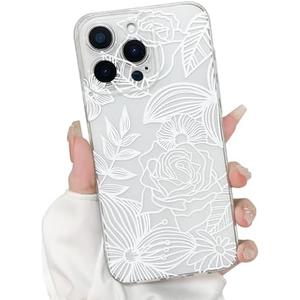 Lovmooful Compatible for iPhone 15 Pro Case Cute Clear Oil Flower Floral Leaf Design for Girls Women Soft TPU Shockproof Protective Girly for iPhone 15 Pro-Big Flower Leaf