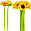 Outus 12 Pcs Sunflower Pens Bulk Gifts for Women Ot Month Mother's Day Appreciation Creative Artificial Yellow Flower Gel Ink Desk Accessories Office Decor Floral Writing 0.5 mm Ballpoint Party Favor