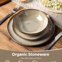 GBHOME Stoneware Dinnerware Sets for 4,12 Pieces Rustic Earthenware Plates and Bowls Set,Handmade Reactive Glaze Ceramic Plate Sets, Chip Resistant Dishes, Microwave & Dishwasher Safe,Driftwood Taupe