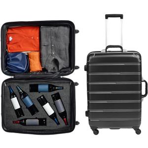 FlyWithWine by VinGardeValise 12 Bottle Hard Shell Wine Suitcase with Hinomoto 360 Degree Spinner Wheels for Airplanes, TSA Approved Wine Luggage with Removable Foam Insert